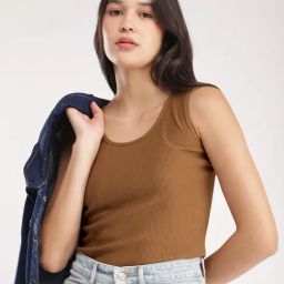 Fablestreet Brown Cotton Relaxed Fit Tank Top-image-76