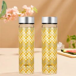 ?Borosil Water Bottle with Fridge Safe & Leakproof Set of 2 (Transparent, ?550 ml)-120