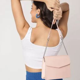Fastrack Pink Faux Leather Solid Sling Handbag-89
