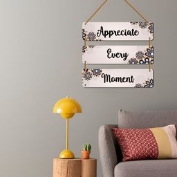 WallDaddy Grey & Black Printed Wooded Wall HangingDecor-image-31