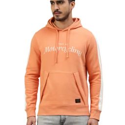 Royal Enfield Peach Regular Fit Printed Hooded Sweatshirt-image-45