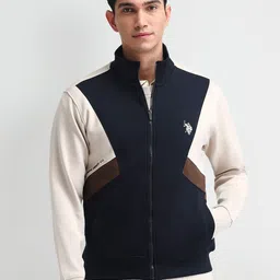 U.S. Polo Assn. Denim Co. Men Mock Collar Colourblocked Sweatshirt-picture-19