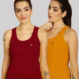 Friskers Maroon & Mustard Cotton Sports Tank Top - Pack Of 2-picture-16