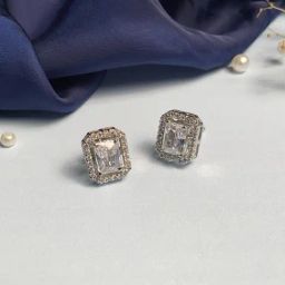 Abdesigns Silver Plated Magnificent Emerald CZ Stud Earrings-69