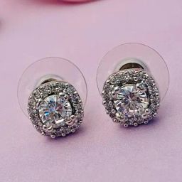 Abdesigns Silver-Plated American Diamond Stud Earrings-21