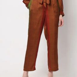 Vero Moda Brown Regular Fit High Rise Pants With Belt-27