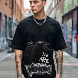 ANGERHOOD Graphic Venom Printed Drop-Shoulder Sleeves Oversized Cotton T-shirt-picture-5