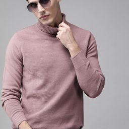 Roadster Men Mauve Self-Design Pullover-image-84