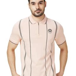 Being Human Pink Regular Fit Striped Polo T-Shirt-image-50
