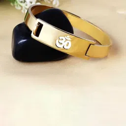 LAKSH Men Stainless Steel Gold-Plated Kada Bracelet-picture-16