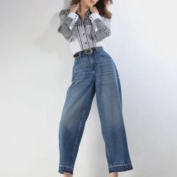 Vero Moda Dark Blue Relaxed Fit High Rise Jeans-picture-20