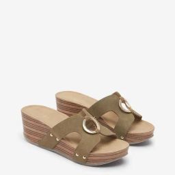 LUNA BLU by Westside Olive Metal-Detailed Wedge Heel Sandals-image-74