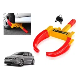 Auto Pearl Adjustable Anti Theft Yellow, Red Wheel Clamp Lock for Volkswagen Polo 1.2MPI Comfortline-image-25