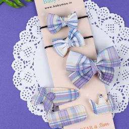 Baby Moo Kids Purple Chequered Hair Clip-image-9
