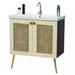 DAZZLE 810x490x600 mm PU Finish Wall Based Vanities Almond, PW-4180-Z-image-86