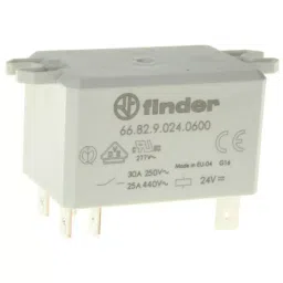 Finder Flange Mount Power Relay 24 V DC Coil 30 A Switching Current DPST, 66.82.9.024.0600-picture-20