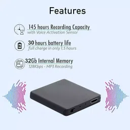 TECHNOVIEW 32 GB Inbuilt Memory 4K Portable Mini Voice Activated Mini Spy Voice Recorder image 4