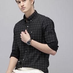 Arrow Pure Cotton Manhattan Slim Fit Geometric Printed Casual Shirt-image-6