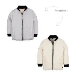 Cherry Crumble By Nitt Hyman Kids White & Grey Quilted Reversible Jacket-picture-34