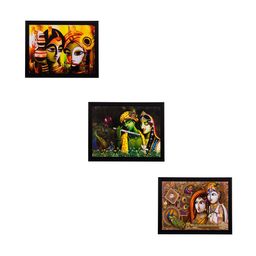 eCraftIndia Set of 3 Multicoloured Lord Radha Krishna UV Wall Art-16