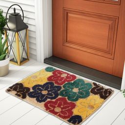 Myntra Elegant Homes Yellow & Red Floral Printed Anti-Skid Doormat-24