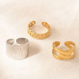 Niska Set Of 3 Gold-Plated Adjustable Finger Ring-19