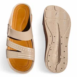 FABBMATE Textured Open Toe Flats image 2