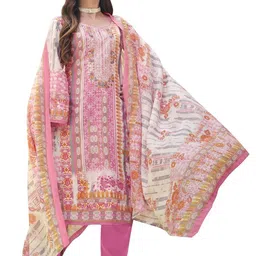 DRAVINAM Trends Embroidered Pure Cotton Unstitched Dress Material-picture-7