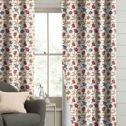 Myntra Elegant Homes Cream & Blue 2 Pieces Floral Printed Black Out Long Door Curtains-15