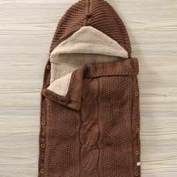 Yellow Apple Hooded Blanket Sleeping Bag With Fur - Brown-image-57