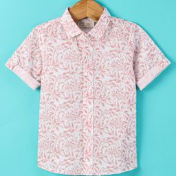Jash Kids Half Sleeves Shirt Floral Print - Peach-image-2