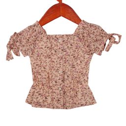 Tiny Girl Half Sleeves Floral Printed Top - Peach-picture-49