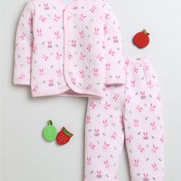 BUMZEE Full Sleeves Bunny Printed Winter Wear Set - Pink-picture-2