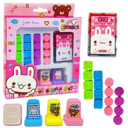 Bunie Rabbit Theme Rubber DIY Coloring & Stamping Set  Pink-16