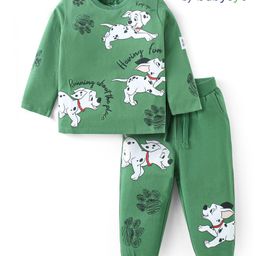Babyoye Disney Single Jersey Knit Full Sleeves T-Shirt & Lounge Pants With Front & Back 101 Dalmatians Graphics- Green-picture-39