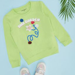 Pantaloons Junior Full Sleeves Floral Embroidered Sweatshirt - Green-picture-42