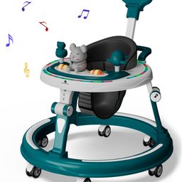 StarAndDaisy 360 Degree Baby Walker 7 Level Height Adjustment Walker for Kids Boy and Girl with Intergrated RGB Lights Switchable Food & Musical Toy Tray Premium Baby Activity Walker with Parent Rod - Blue-27