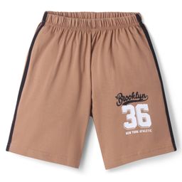 Taeko Single Jersey Knit Knee Length Shorts With Brooklyn Print - Tan-image-76