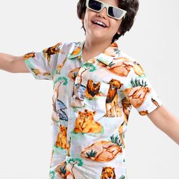 OLLINGTON ST. 100% Cotton Shirt With Lion Print - Multicolour-picture-26