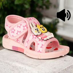 Lil Lollipop Bunny Applique Detailed Velcro Closure Musical Sandals - Pink-image-60