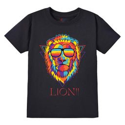 KAVEE Pure Cotton Half Sleeves Lion Printed Bio Washed Tee - Black-picture-18
