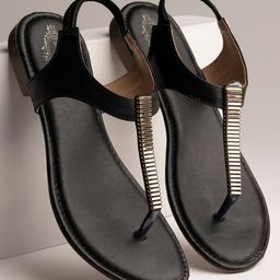 Shoetopia Solid Slip On Sandals - Black-image-77