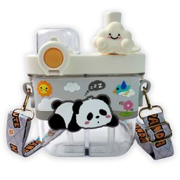 Little Surprise Box Panda Tritan Dual Beverage compartment Stainless Steel kids Water Bottle White - 580ml-image-51