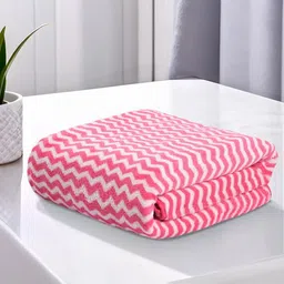Myntra Elegant Homes Pink & White Printed Microfiber 270 GSM Bath Towel-58