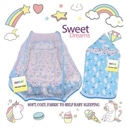 Kwitchy Baby Bedding Combo Set Cushioned Mattress with Net & Sleeping Bag Combo (0-12 Months, Blue) image 2