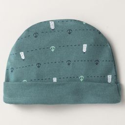 Simply Interlock Knit Cap Mitten & Booties Set with Nautical Theme Print Dark Green - Diameter 10 cm image 2