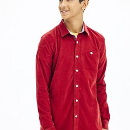 NO MONDAYS Boys Relaxed Spread Collar Solid Cotton Casual Shirt-image-87