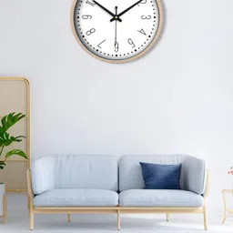 OLIVE TREE Peach & White Printed Contemporary Round Table Clock-20