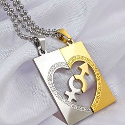 Saizen Unisex Set Of 2 Silver-Plated Heart Shaped Pendants With Chains-14