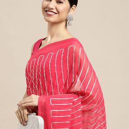 Mitera Pink Striped Gotta Patti Saree-picture-19
